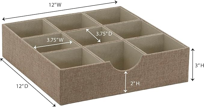Household Essentials Brown 723-1 Deep 9 Section Drawer Organizer Box - Image 3
