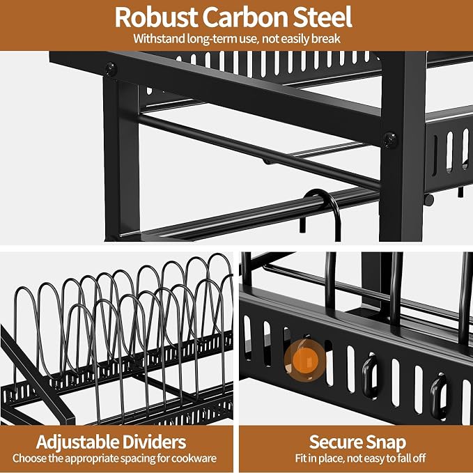 Housolution Pan Rack Wall Mounted, 24.8" Vertical Lid Organizer - Image 4