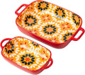 ONCCI Ceramic Baking Dish Set, 2-Piece Hand-painted Porcelain Rectangular by ONECCI