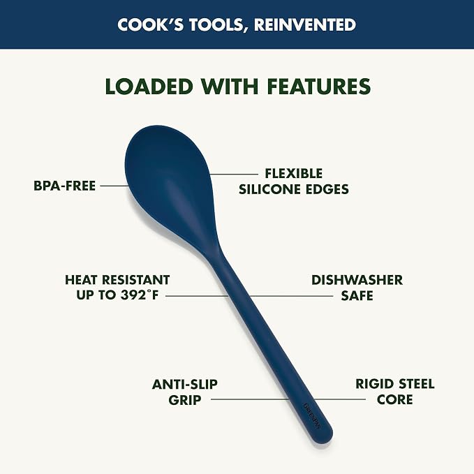GreenPan Silicone Solid Spoon, Mixing Stirring Serving, Cooking Kitchen Utensil - Image 4