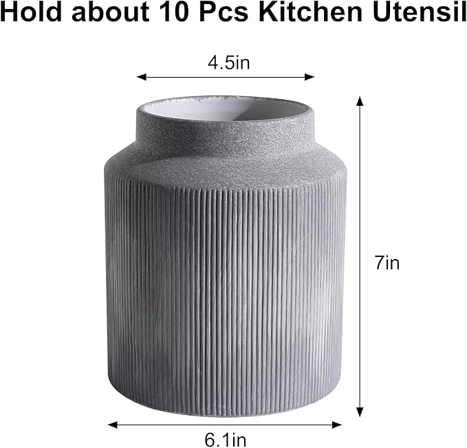 Farmhouse Ceramic Farmhouse Kitchen Utensil Holder - Image 2