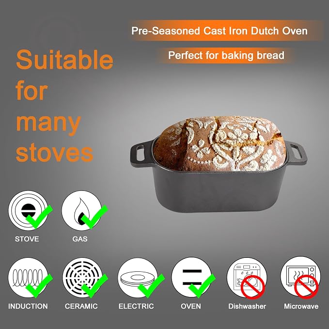2-in-1 Pre-Seasoned Cast Iron Dutch Oven Pot - Image 6