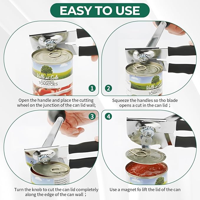 Commercial Can Opener Manual Heavy Duty Stainless Steel Handheld Smooth Edge - Image 4