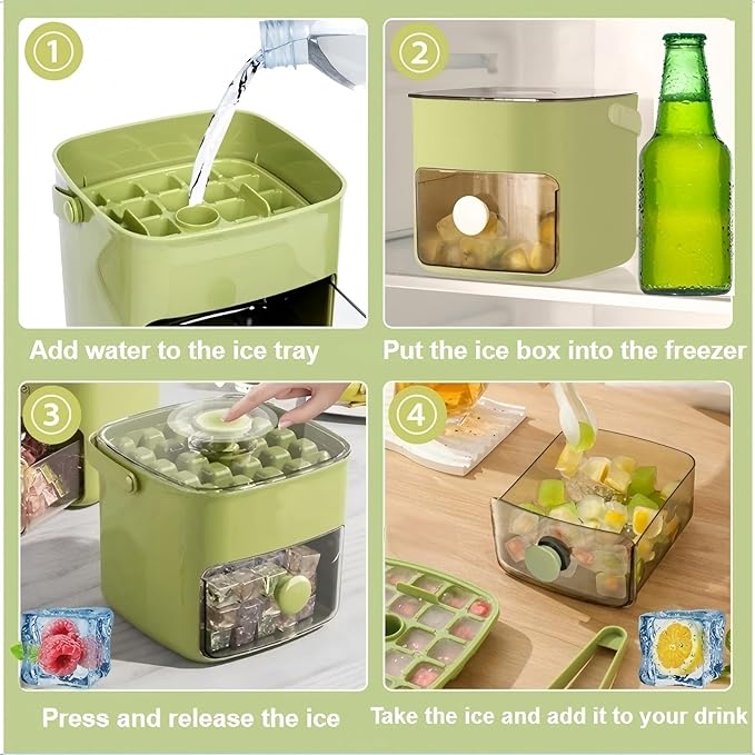 Ice Cube Tray with Lid & Bin Ice Maker Ice Trays - Image 7