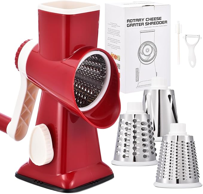 Rotary Cheese Grater with Handle Kitchen Shredder Slicer Grater Slicer Ice by Ziweaye