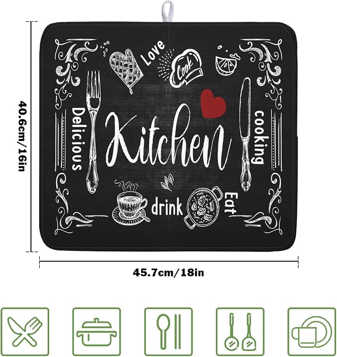 Dish Drying Mats for Kitchen Counter 16 x 18 Inch, Kitchen Drying Mat - Image 2