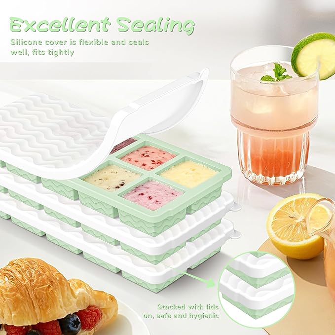Doasuwish Ice Cube Trays with Lid, 3 Pack 10 Cubes 2 Tbsp. Silicone Ice Cube - Image 5