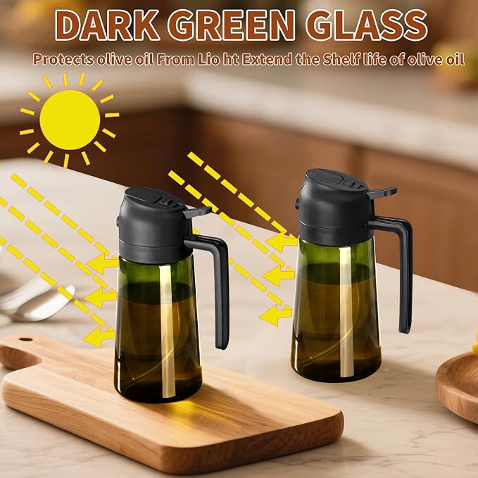 SWEET VIEW 2PCS Olive Oil Dispenser and Oil Sprayer – 16oz/470ml Glass - Image 8