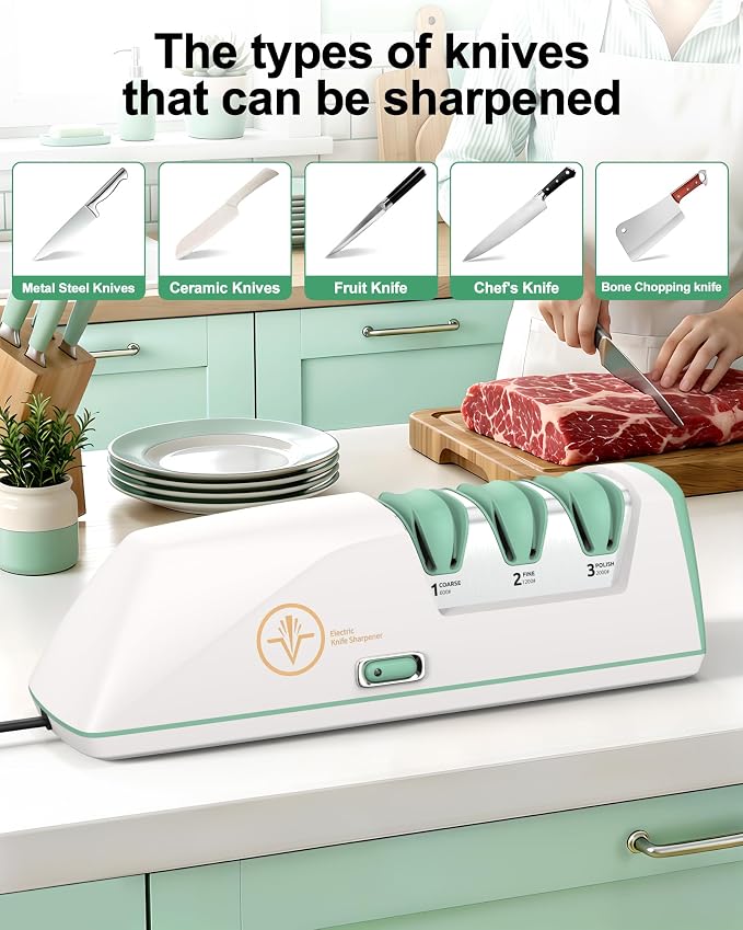 Electric Knife Sharpener with Replaceable Sharpening Head Easy to Change - Image 2