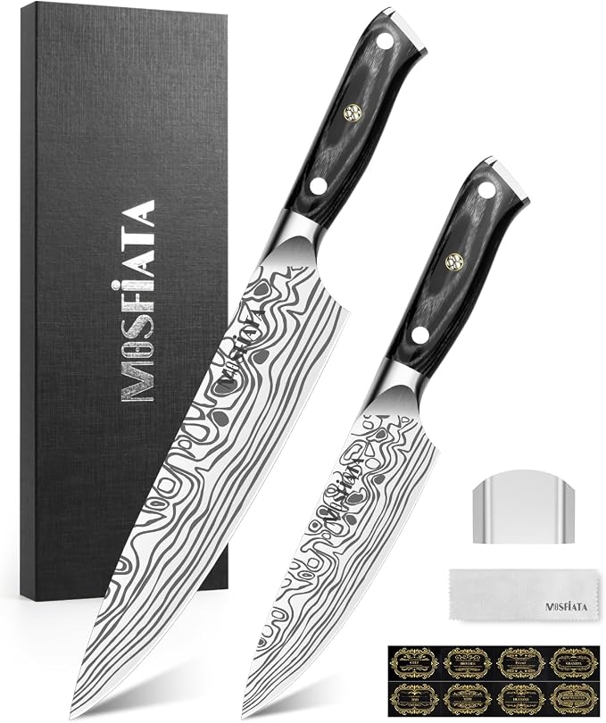 MOSFiATA 2Pcs Chef Knife Set, Sharp Kitchen Knife High Carbon German EN1.4116 by MOSFiATA