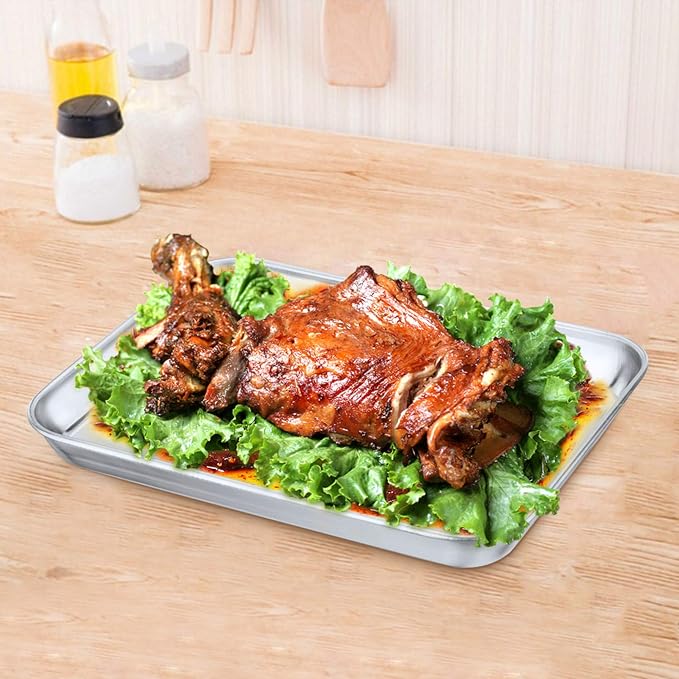 P&P CHEF 9 Inch Baking Cookie Sheet, Oven Pan Tray Stainless Steel Sheet Pan - Image 4