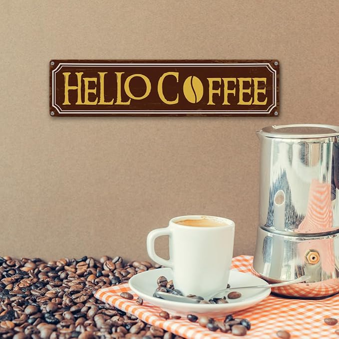 Hello Coffee Signs, Retro Metal Tin Sign, Home Kitchen Wall Decor, Farmhouse - Image 6