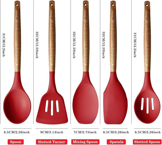 Kitchen Utensils Set, Silicone Cooking Utensils Set, Non-Stick Silicone Spatula - Image 4