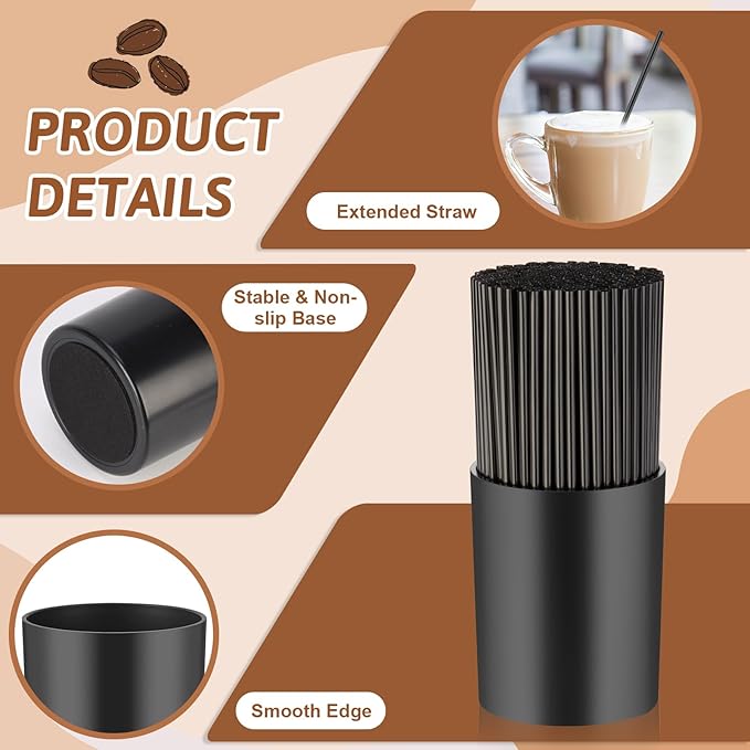 200 Pcs Black Coffee Stirrer Sticks and Holder Set 7 Inch Plastic Coffee Stir - Image 3