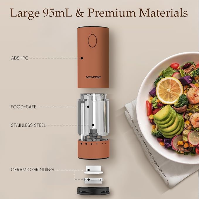 Newise Electric Salt and Pepper Grinder Set Rechargeable - Image 5