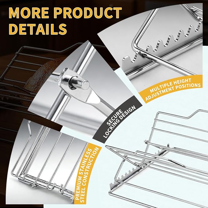 Roasting Rack for 9x13 Inch Pan, Adjustable Turkey Rack for Roasting Pan - Image 3