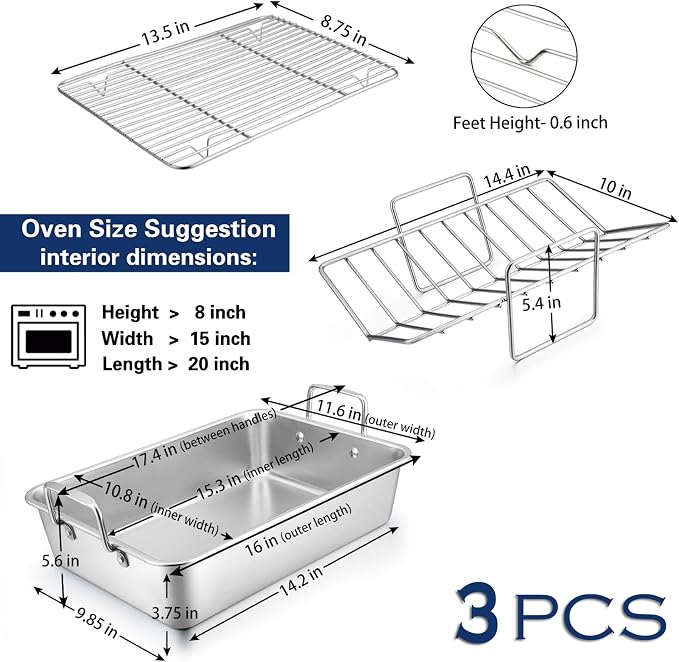 P&P CHEF 16" Roaster Roasting Pan - Image 2