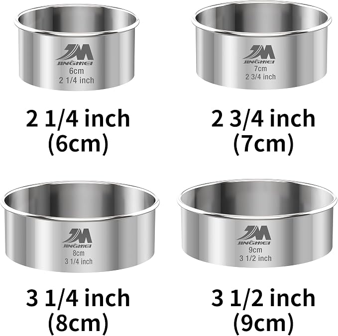 M JNGMEI 4 Pieces Stainless Steel Cookie Cutter Set 2.25inch, 3.5inch Biscuit - Image 3