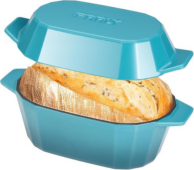 Enameled Cast Iron Dutch Oven for Bread Baking – 3QT Oval Round Heavy Duty by FRRLY