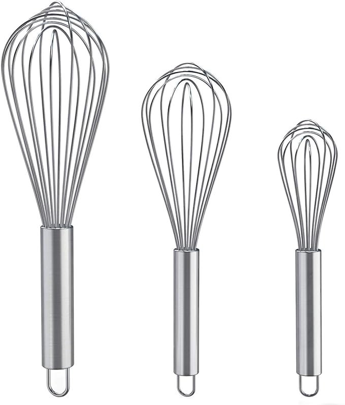 Whisks for Cooking, 3 Pack Stainless Steel Whisk for Blending, Beating and by Kitchen+Cooking+Kit