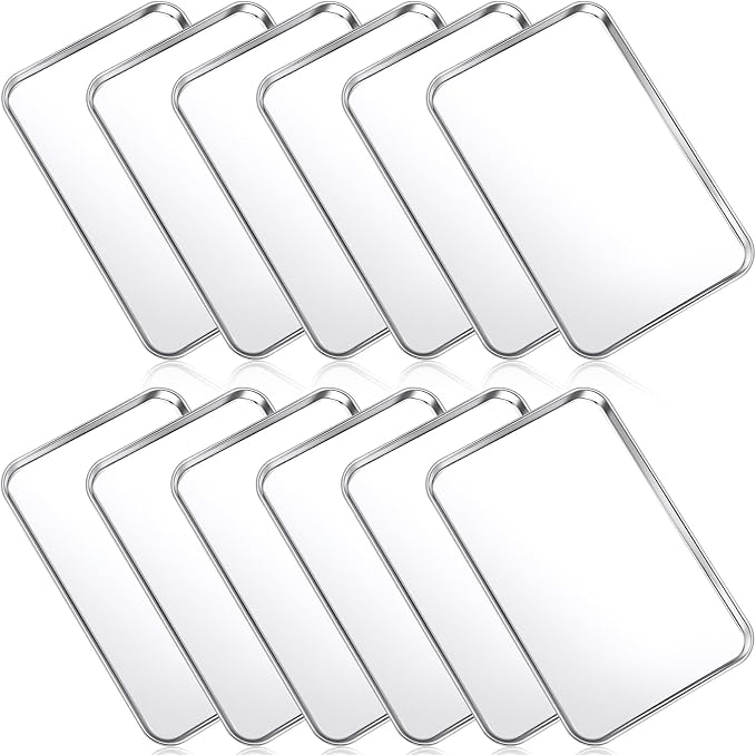 Mimorou 12 Pcs Baking Sheet Stainless Steel Cookie Small Metal Sheet Pans by Mimorou