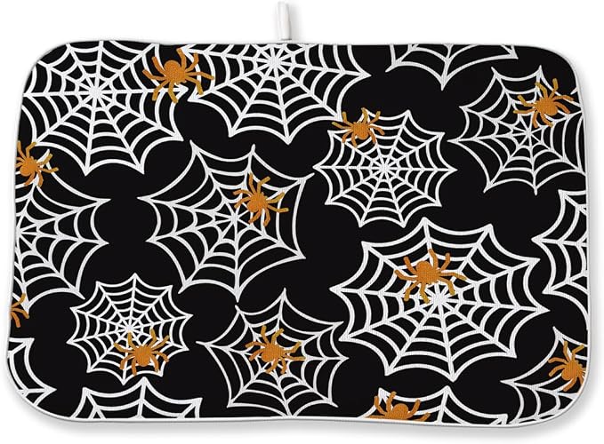 Halloween Dish Drying Mat 18 x 24 Inch Spider Web Drying Mat by Sorktse