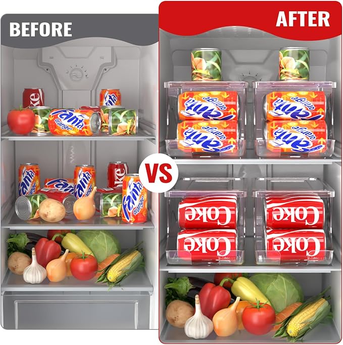 SCAVATA 4 Pack Stackable Refrigerator Organizer, Soda Can Dispenser Pop Cans - Image 6