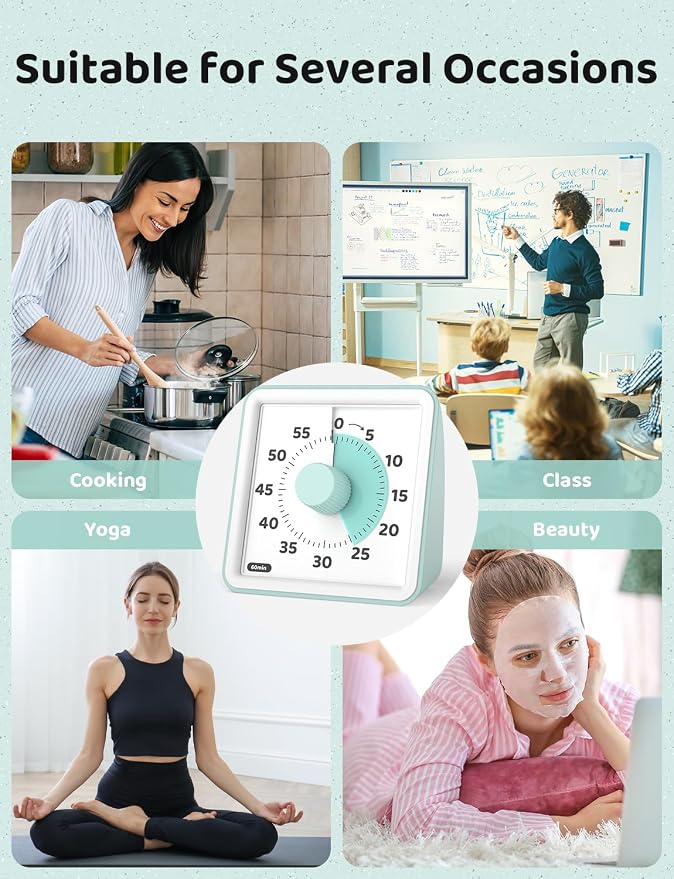LIORQUE Visual Timer for Kids, 60-Minute Countdown Timers for Classroom Office - Image 8