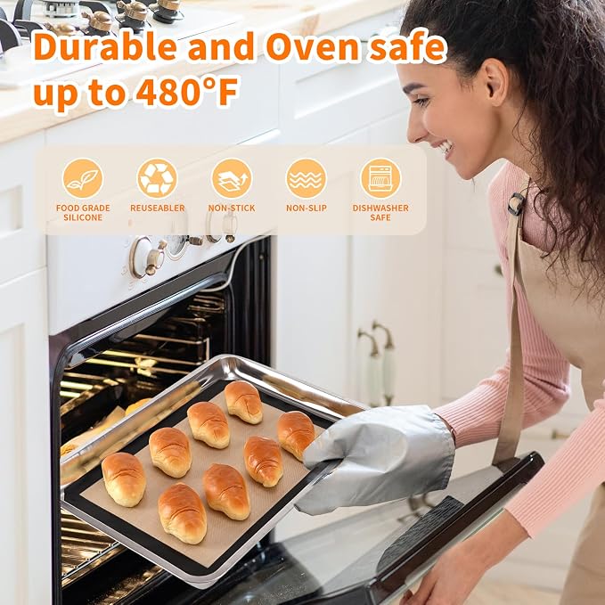 Luckyiren 2-Pack Silicone Baking Mats – Non-Stick Reusable Oven Liners - Image 6