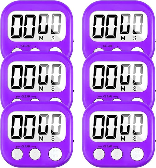 6 Pack Digital Kitchen Timer for Cooking Big Digits Loud Alarm Magnetic Backing by AOUCE