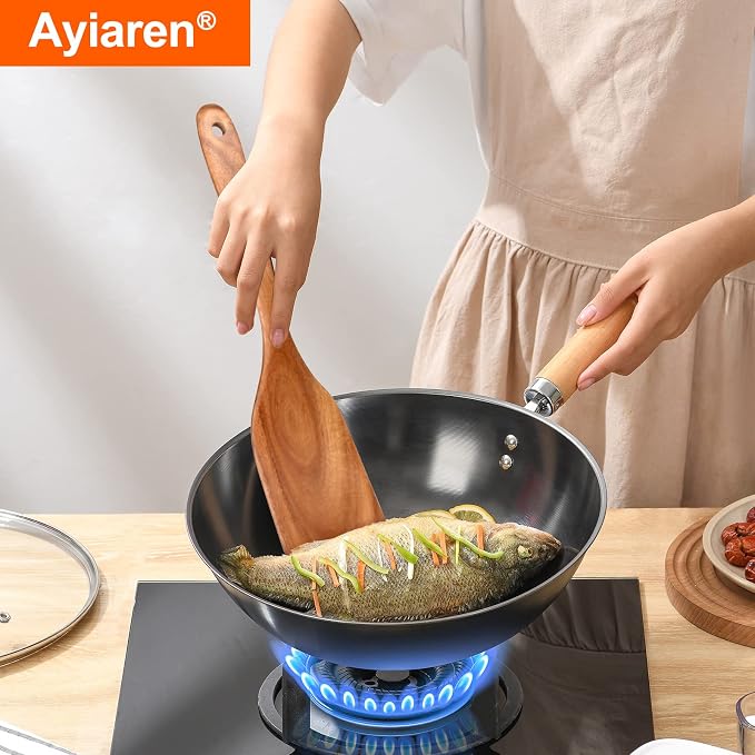 Best Non Toxic Wooden Spatula for Cooking Utensils Set Wood Spurtle Flat - Image 2