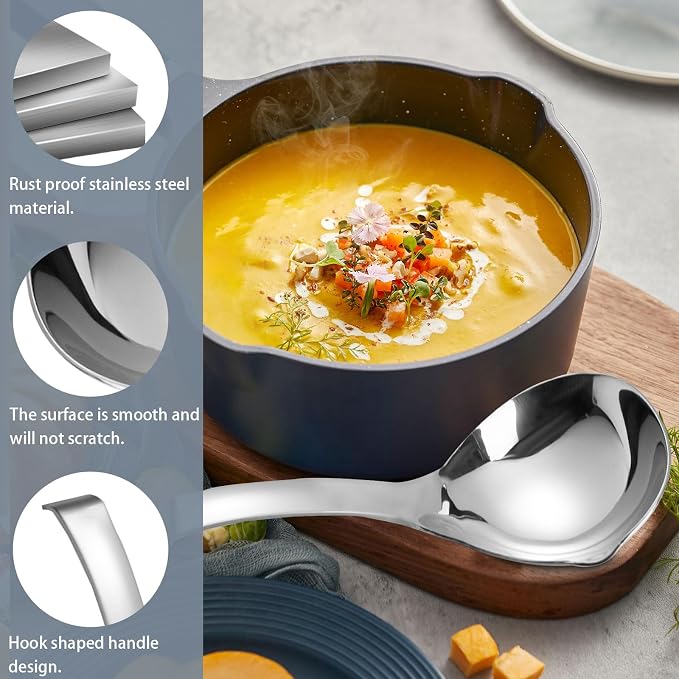 2Pcs Soup Ladle, Stainless Steel 304 Spoons - Image 4