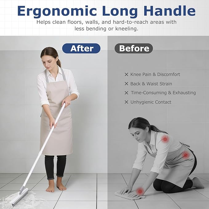 IVYROLL Grout Brush with Long Handle, Floor Cleaning Scrubber with Stiff - Image 6