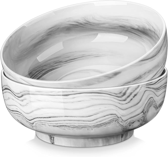 MALACASA Salad Bowls, 114 OZ Extra Large Serving Bowls Set of 2, Porcelain by MALACASA