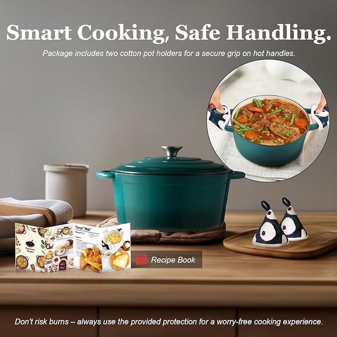 Overmont Enameled Cast Iron Dutch Oven - 7QT Pot - Heavy-Duty Cookware - Image 6