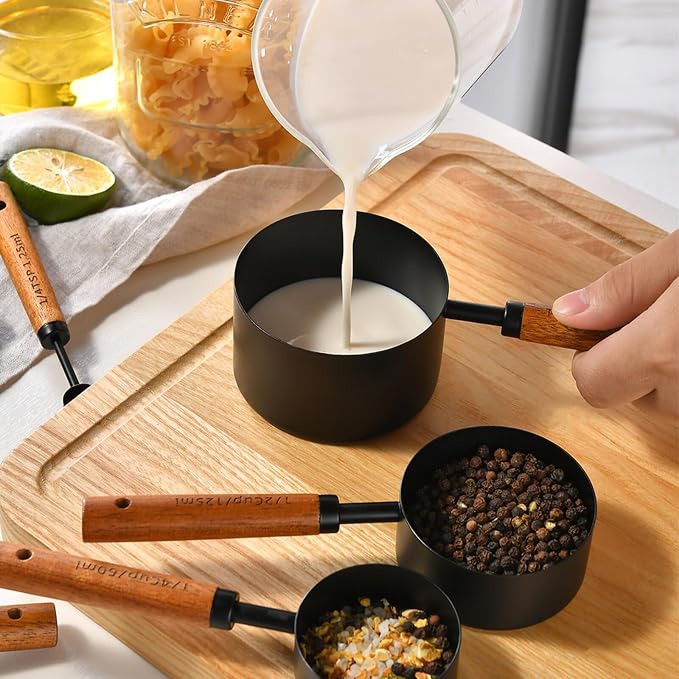 8-Piece Food-Grade Measuring Cups and Spoons Set, Nonstick Black Kitchen - Image 6