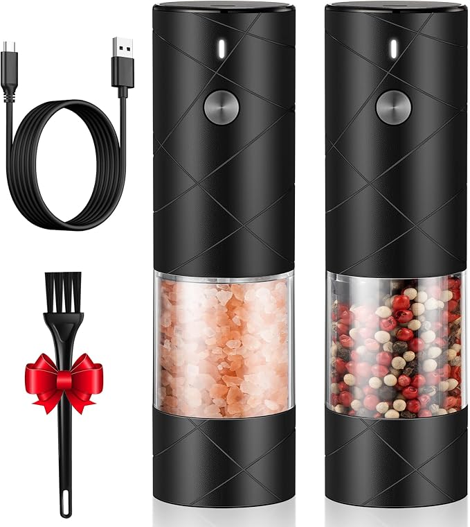 Rechargeable Electric Salt and Pepper Grinder Set by KTKUDY