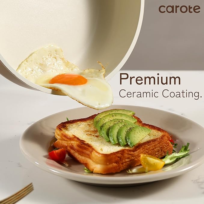 CAROTE 12Pcs Ceramic Pots and Pans Set Non Stick, Healthy Cookware Set - Image 3