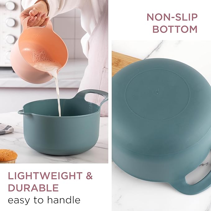 COOK WITH COLOR Nesting Plastic Mixing Bowl Set with Pour Spouts and Handles - Image 2