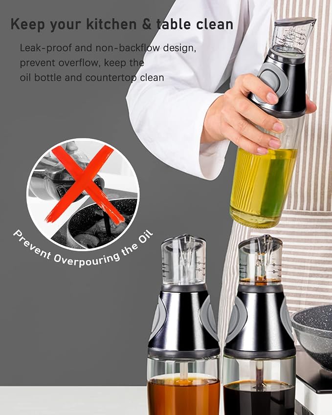 Oil Dispenser Bottle, 8.5oz Olive Oil Dispenser Oil Sprayer, Baking Frying - Image 5