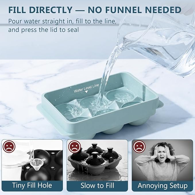 WIBIMEN Large Ice Cube Molds, Big Round Whiskey Ice Cube Trays - Image 2