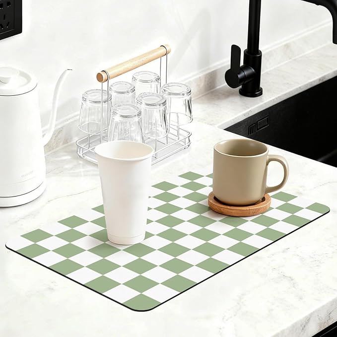 16" x 24" Checkered Dish Drying Mat by Unknown