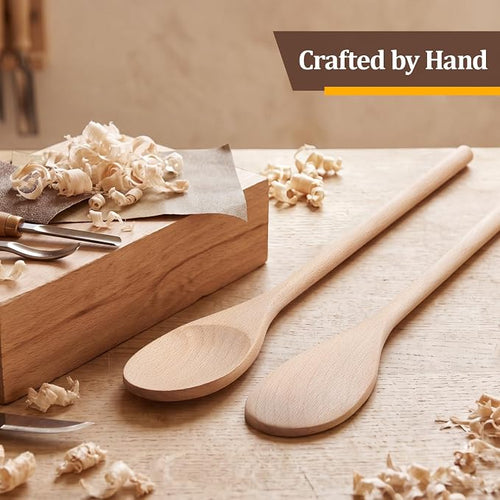 12 Pcs Wooden Spoons for Cooking, MORGLES 14-Inch Serving Spoons for Stirring - Image 2