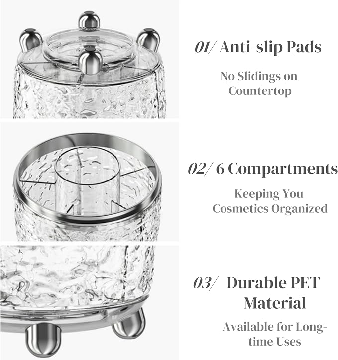 Eorbow Rotating Makeup Brush Holder, Dustproof Cosmetic Tools Organizer - Image 5
