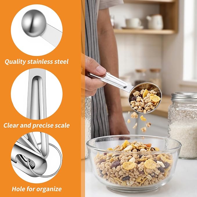 4Pcs Stainless Steel Measuring Spoons Set, Metal Measuring Spoons Set, Table - Image 4