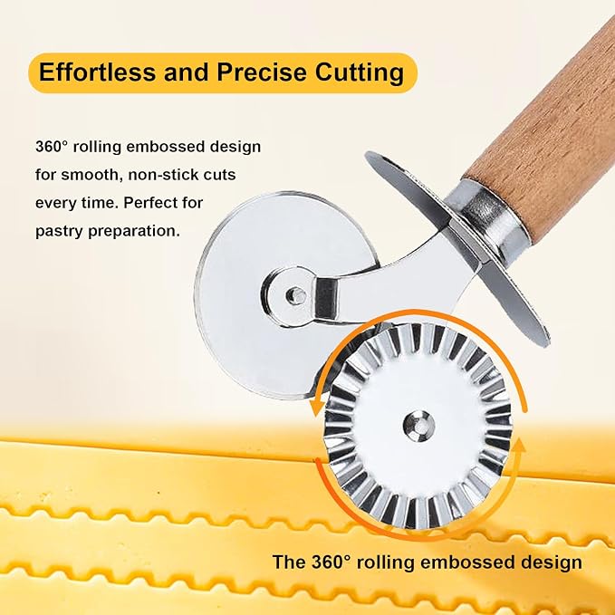 Pastry Double Cutter Wheel, 2 Pack Pasta Cutter Wheel, Dual-Head Baking Tool - Image 2