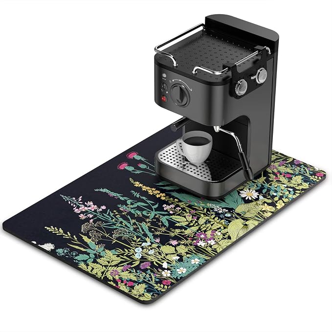 Rnivvi Coffee Mat, Hide Stain Rubber Backed Absorbent Dish Drying Pad by Rnivvi