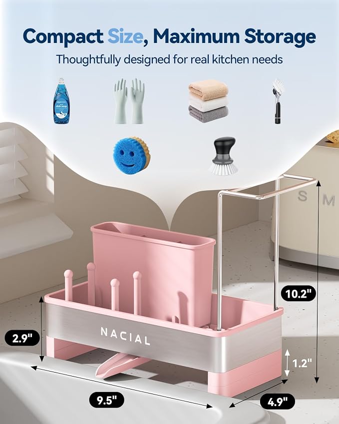 Nacial Sponge Holder for Kitchen Sink, Sink Caddy Organizer - Image 2
