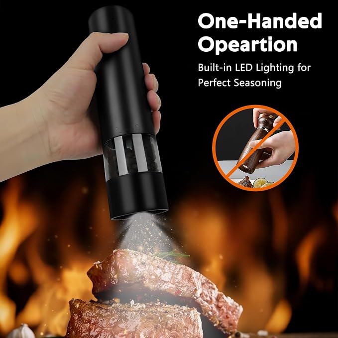 Rechargeable Electric Salt and Pepper Grinder Set, Automatic Pepper Mill - Image 4