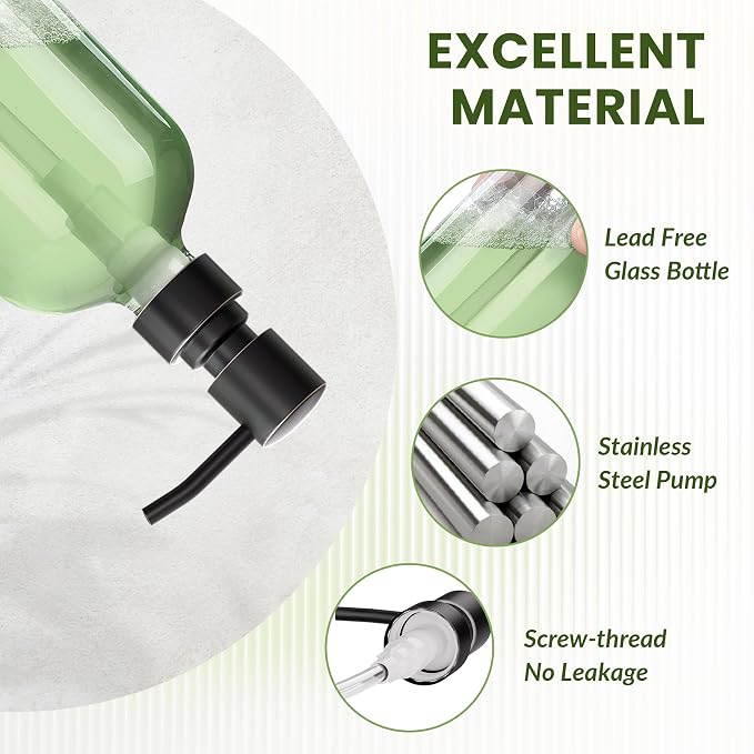 AmazerBath Glass Soap Dispenser, 17 Oz Bathroom Hand Soap Dispenser Bottle - Image 2